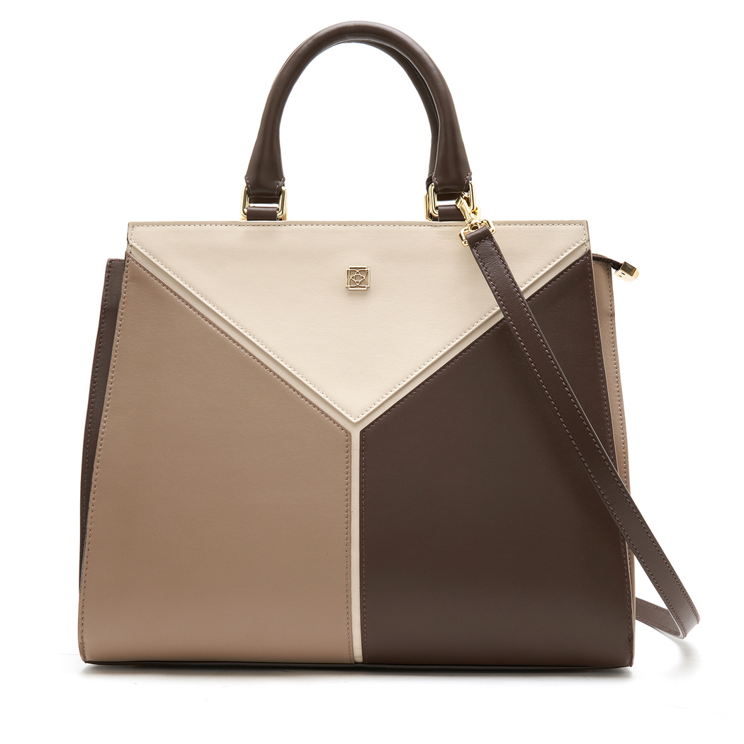 Karmen Krem Kadın Kroko Baskılı Deri El Çantası