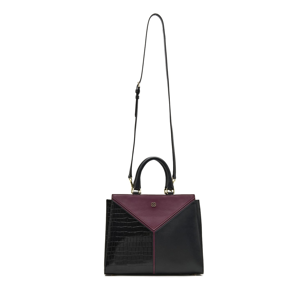 Karmen Siyah Kadın Kroko Baskılı Deri El Çantası