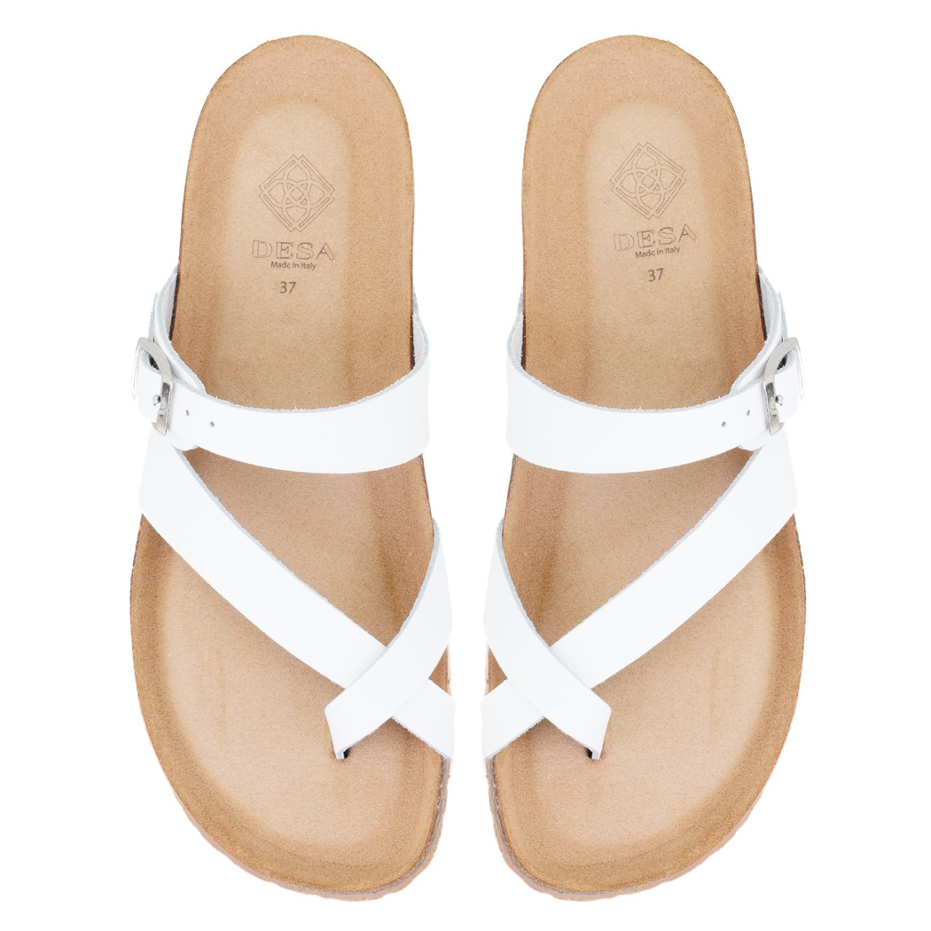 Kathy Beyaz Kadın Parmak Arası Nubuk Deri Terlik