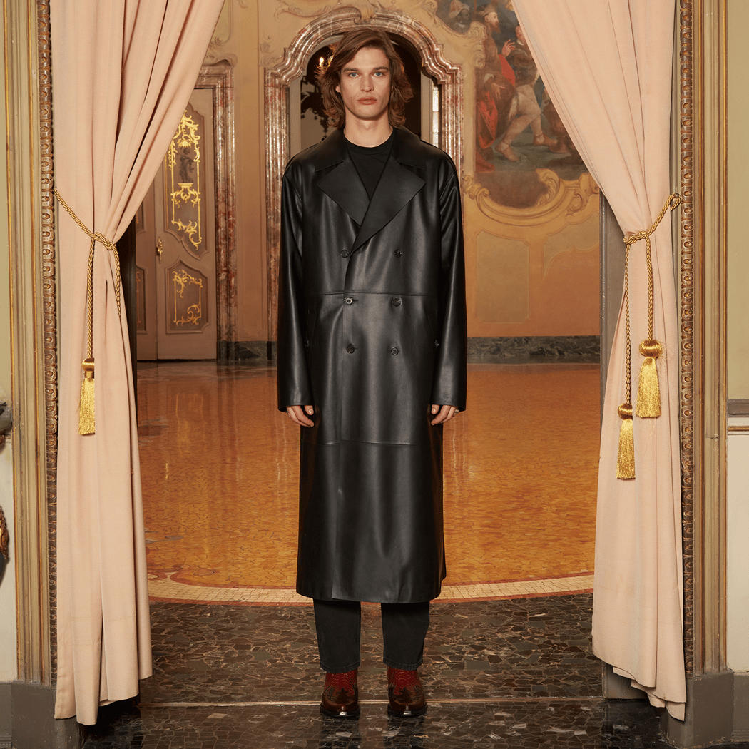 KeinxDesa Siyah Unisex Deri Trençkot