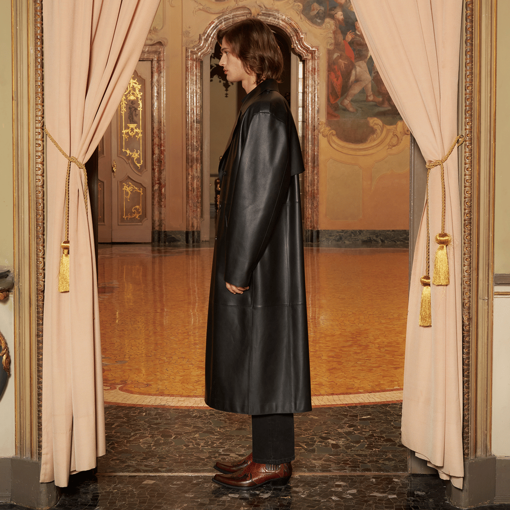 KeinxDesa Siyah Unisex Deri Trençkot