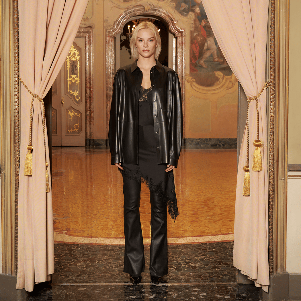 KeinxDesa Siyah Unisex Oversize Deri Gömlek