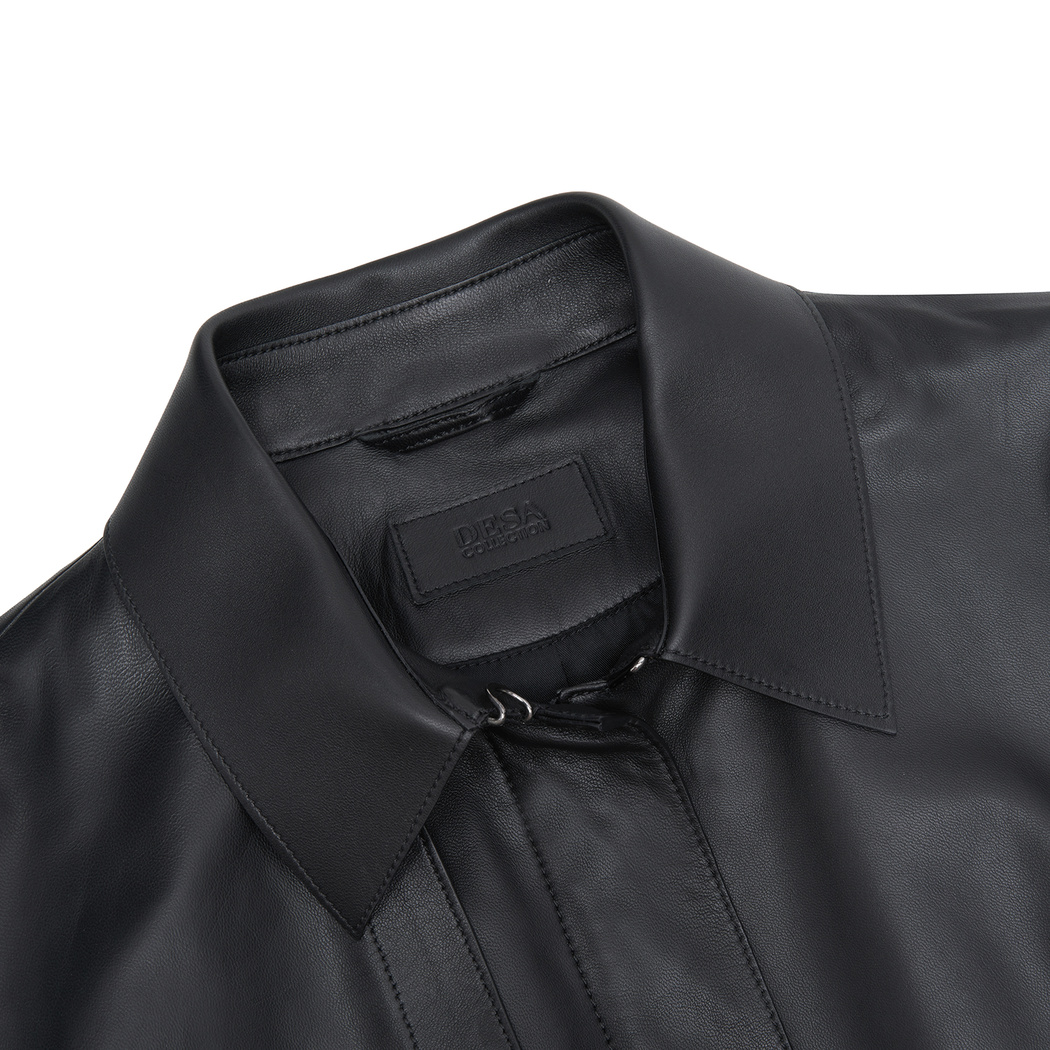 Kelly Siyah Kadın Deri Trençkot