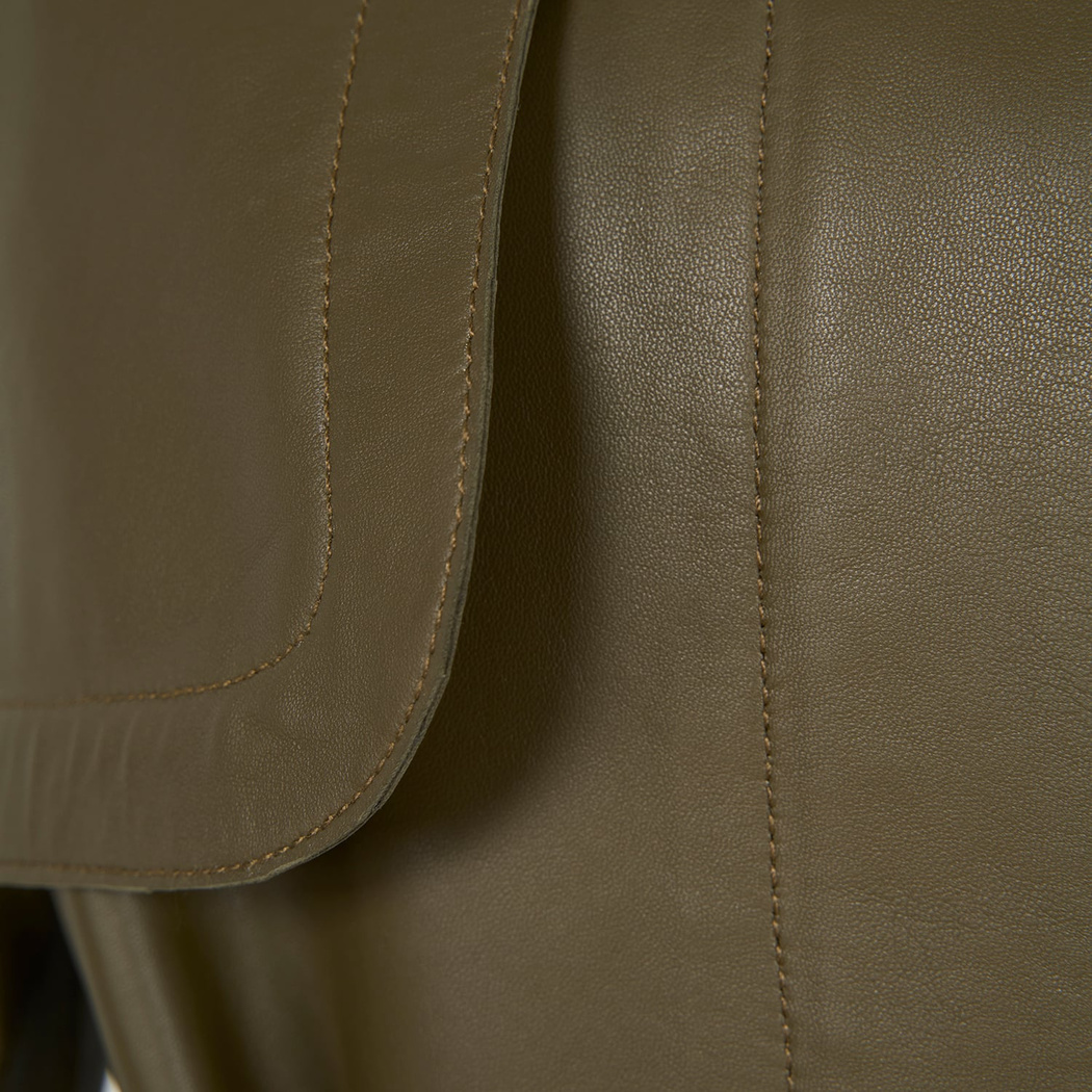 Kelly Yeşil Kadın Deri Trençkot