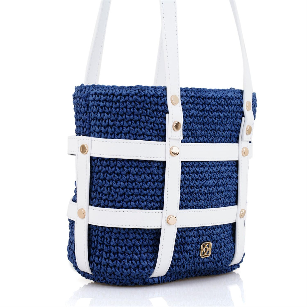 Kenyon Lacivert Kadın Hasır Omuz Çantası