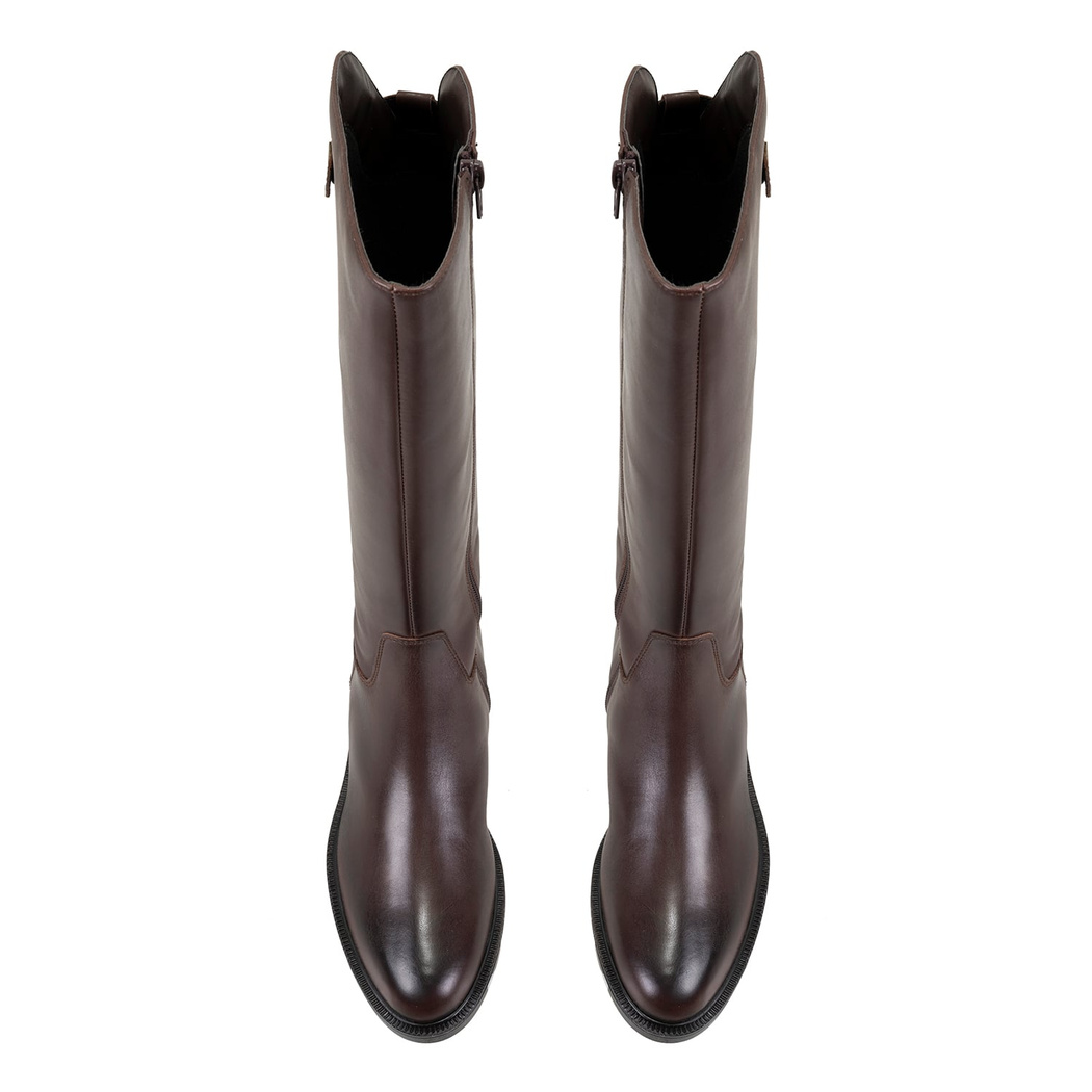 Kiar Koyu Kahve Kadın Deri Çizme