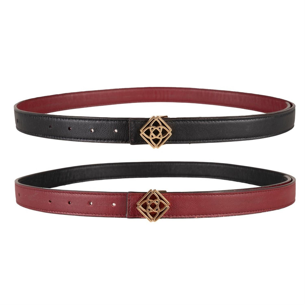 Kieran Bordo Kadın Çift Taraflı Deri Kemer