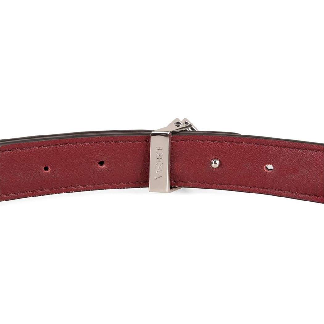 Kieran Bordo/Siyah Kadın Çift Taraflı Nikel Tokalı Deri Kemer