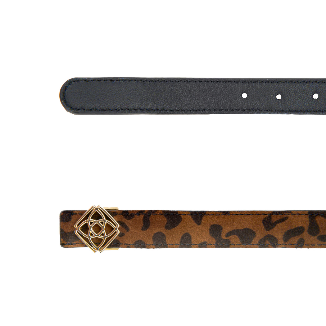 Kieran Leopar Kadın Çift Taraflı Deri Kemer