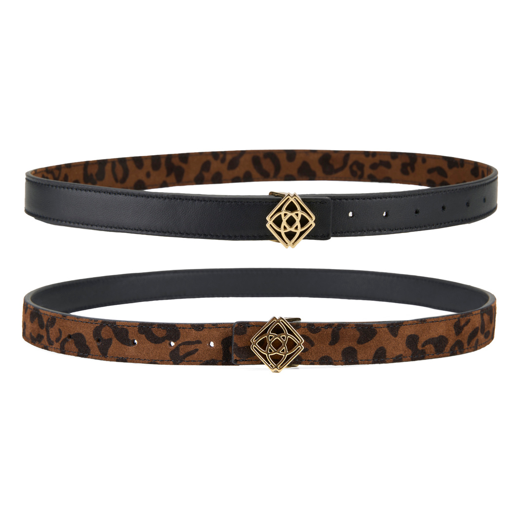 Kieran Leopar Kadın Çift Taraflı Deri Kemer