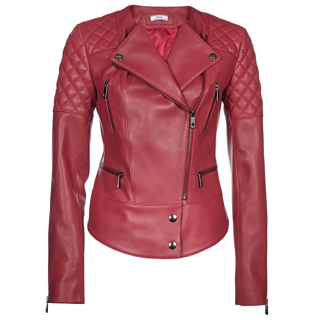 Kırmızı Adonita Kadın Deri Mont