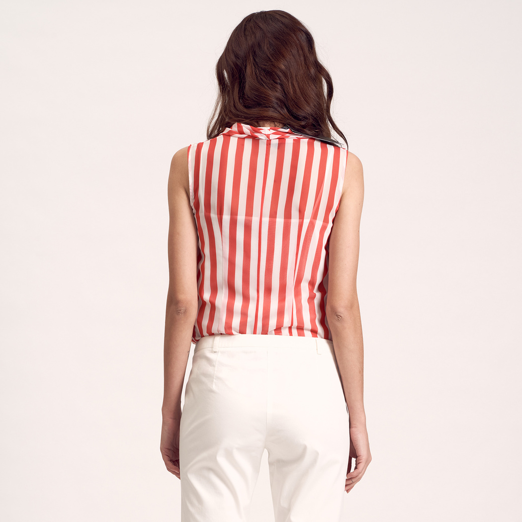 Kırmızı Çizgili Kadın Bluz