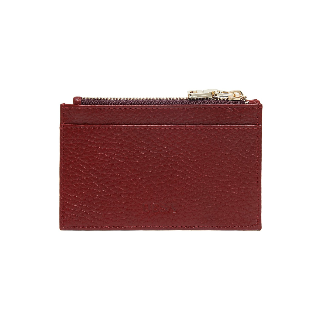Kırmızı Fermuarlı Deri Kartlık