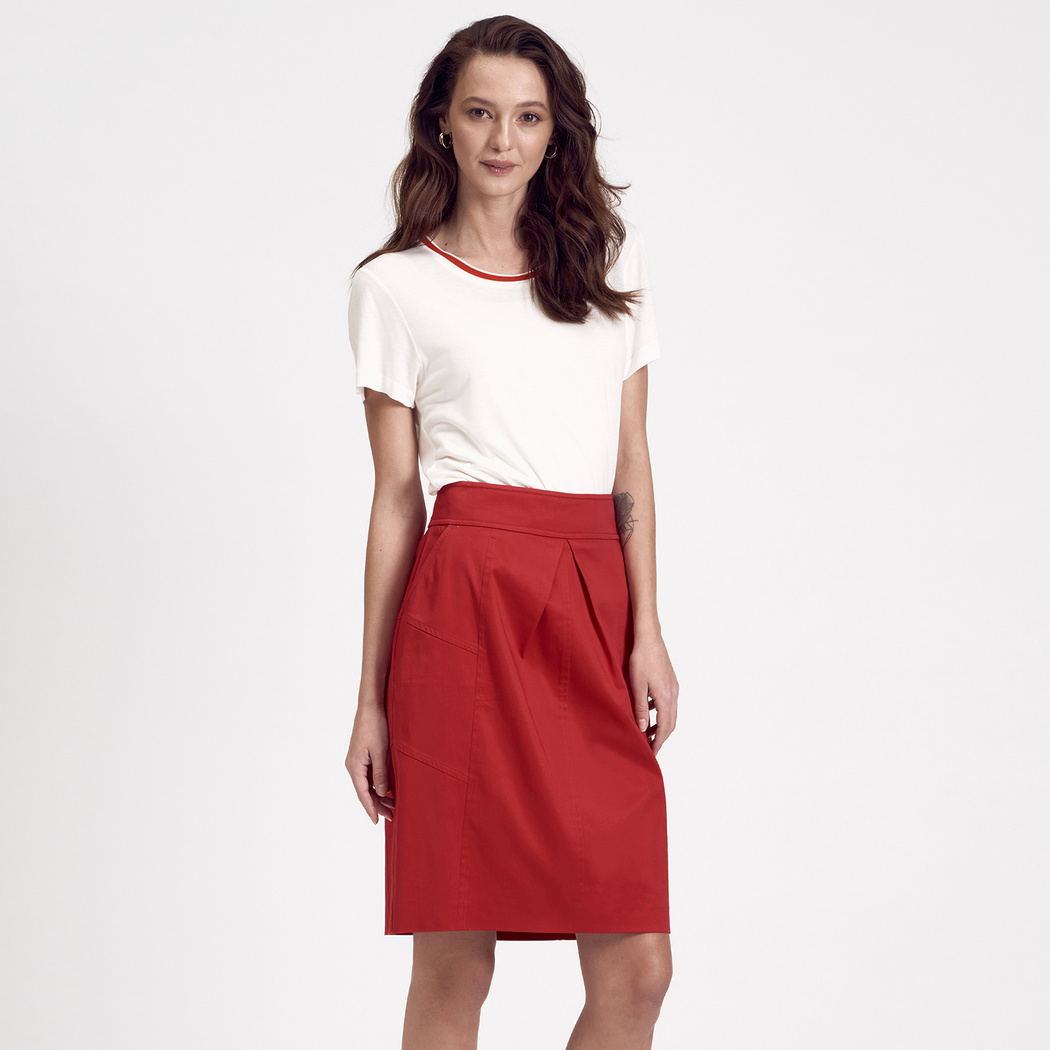 Kırmızı Kadın Kalem Etek