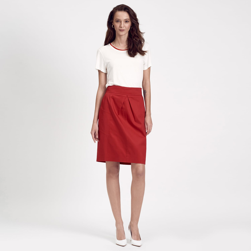 Kırmızı Kadın Kalem Etek