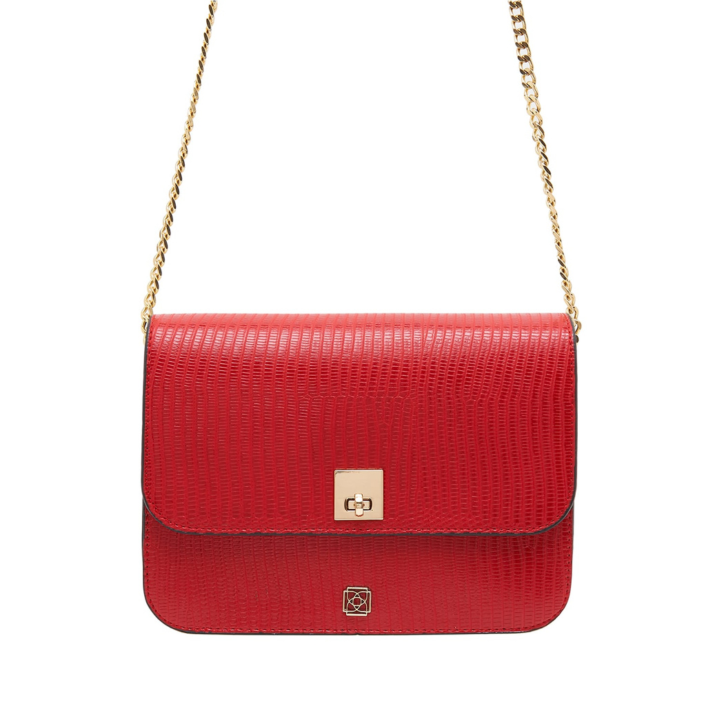 Kırmızı Narcis Zincir Detaylı Kadın Omuz Çantası