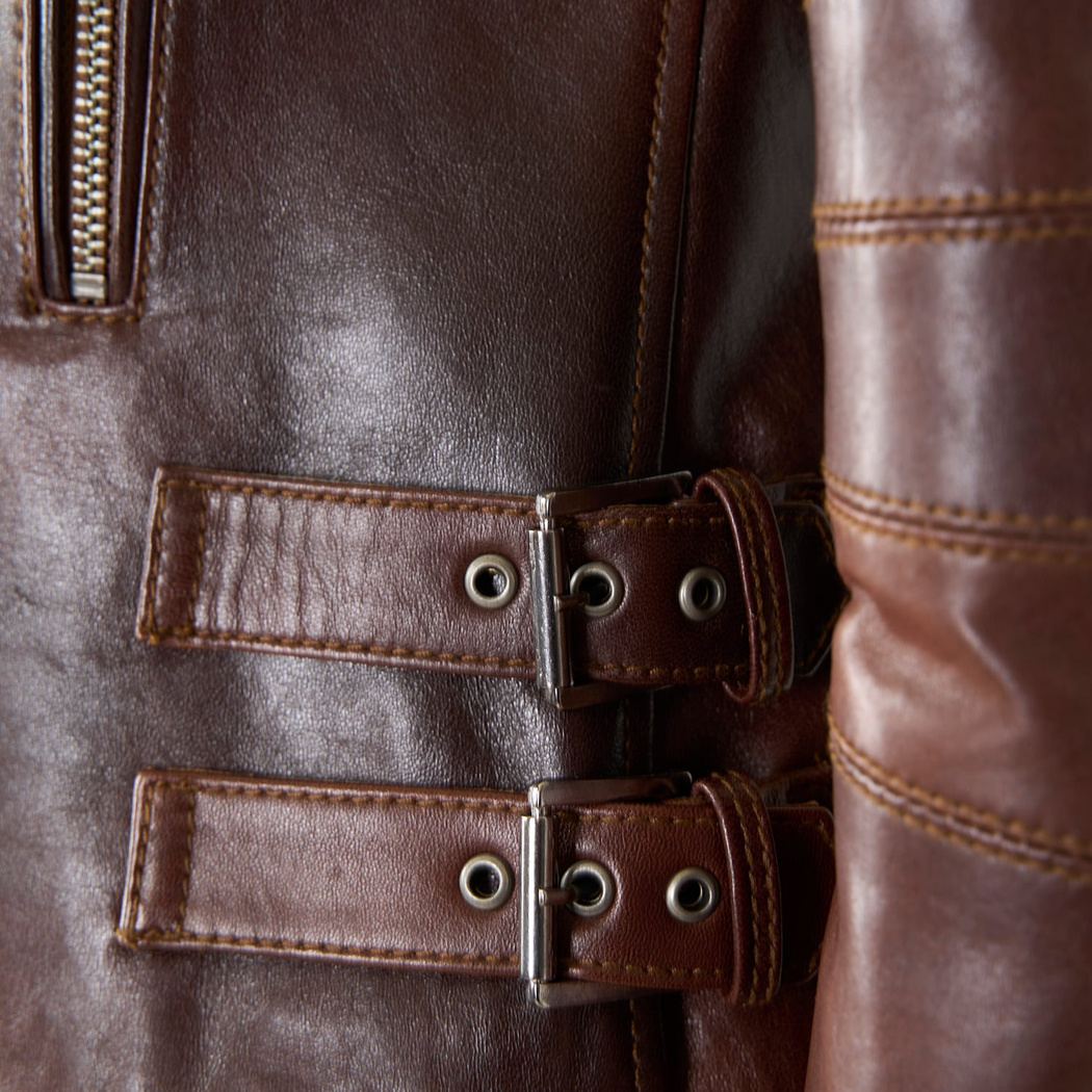 Klavine Kahve Kürk Yakalı Kadın Deri Ceket