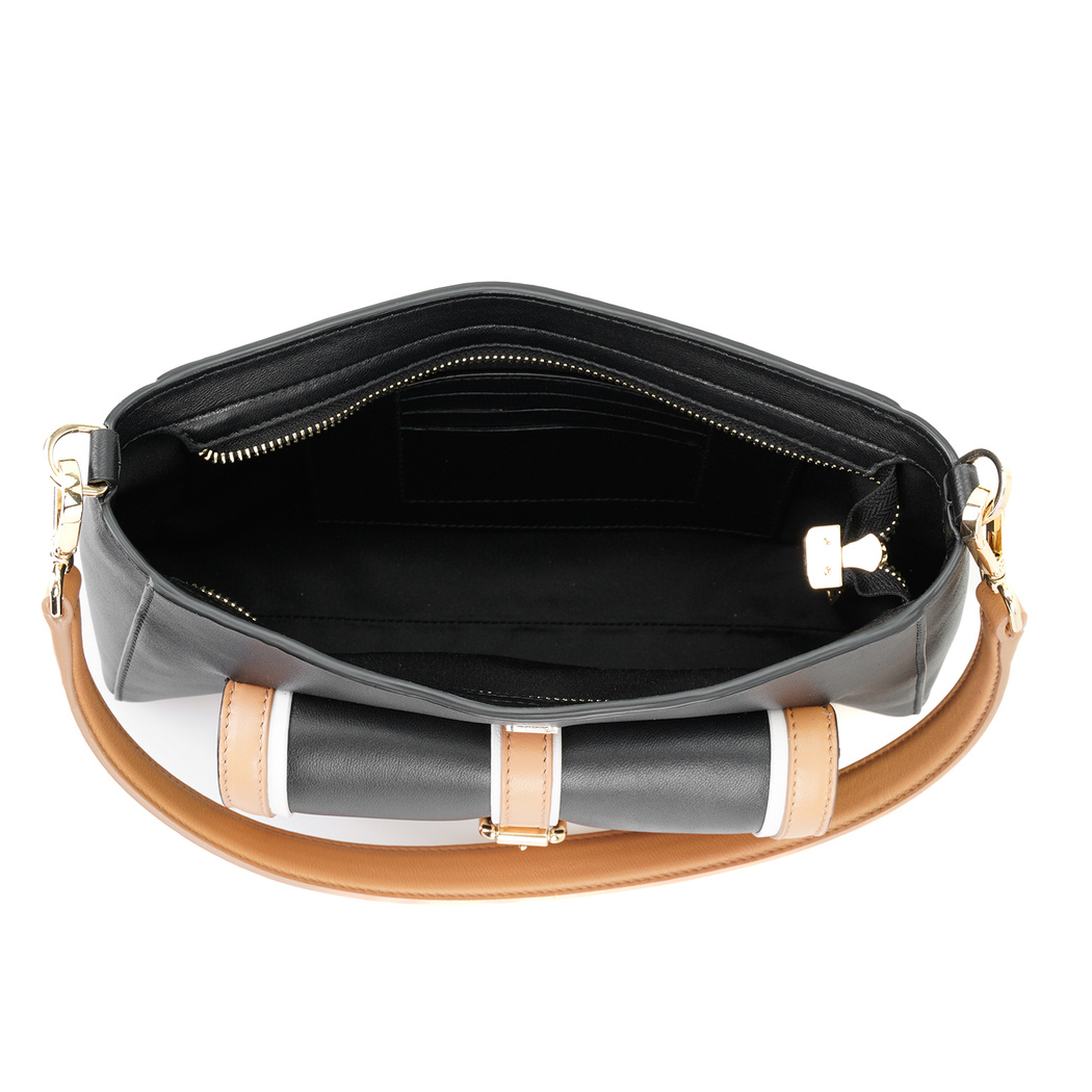 Knospe Siyah Kadın Deri Omuz Çantası