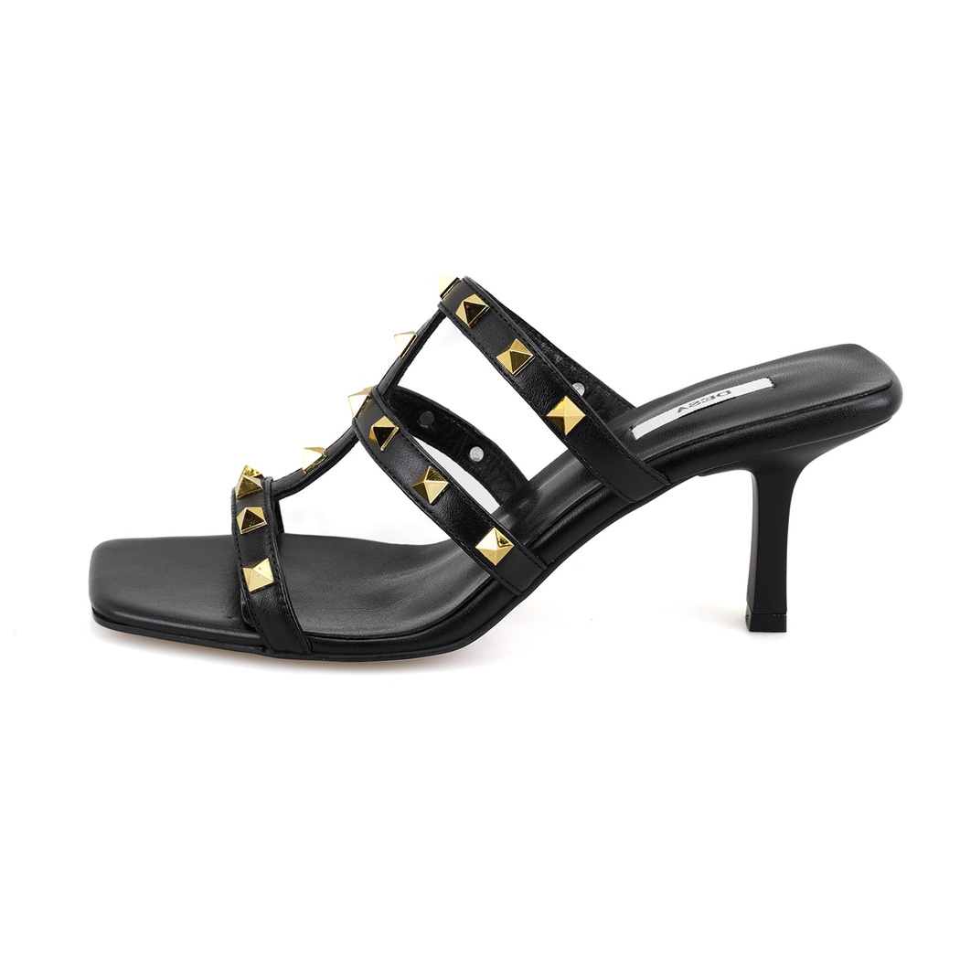 Kristen Siyah Kadın Topuklu Deri Terlik