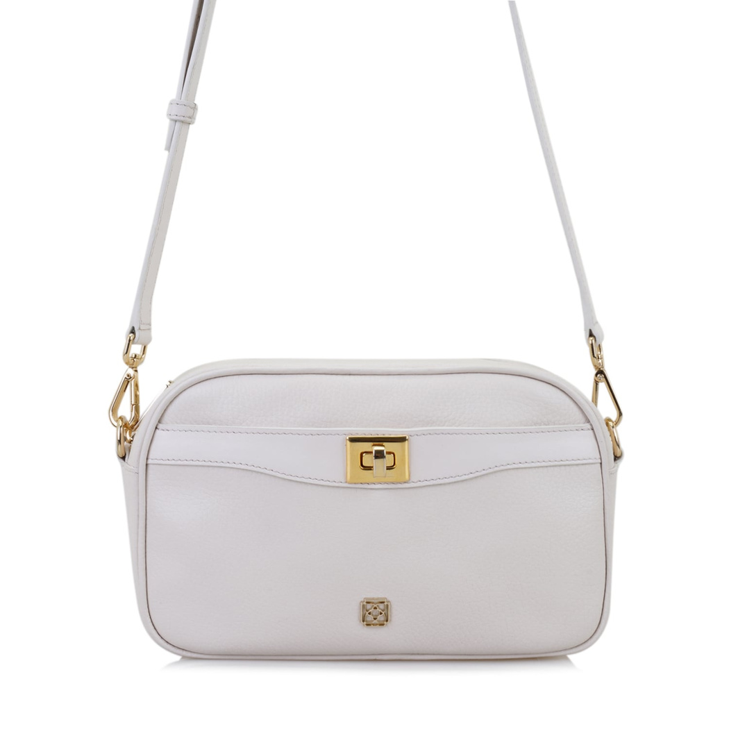 Krokus Ekru Kadın Deri Postacı Çantası