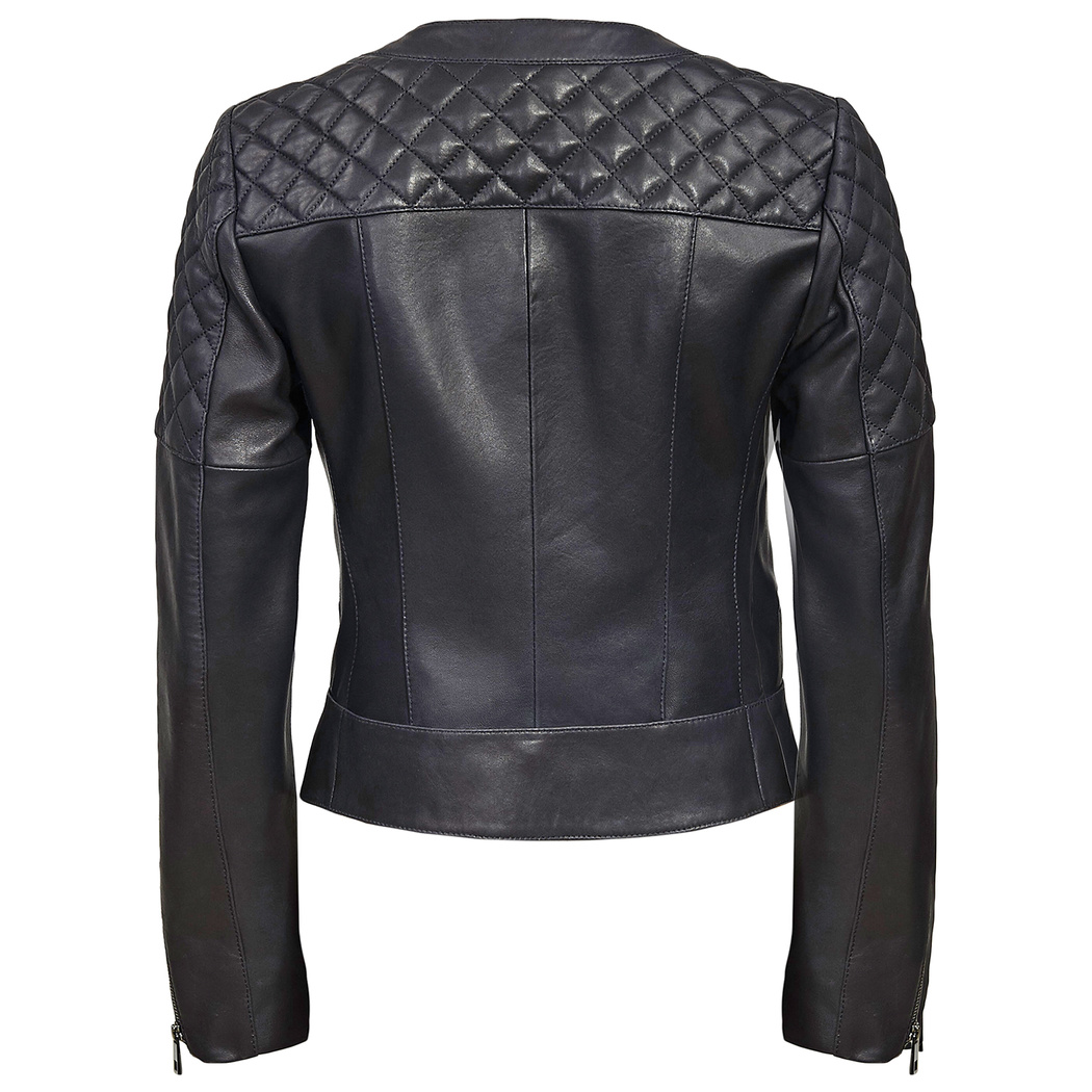 Lacivert Adonita Kadın Deri Mont