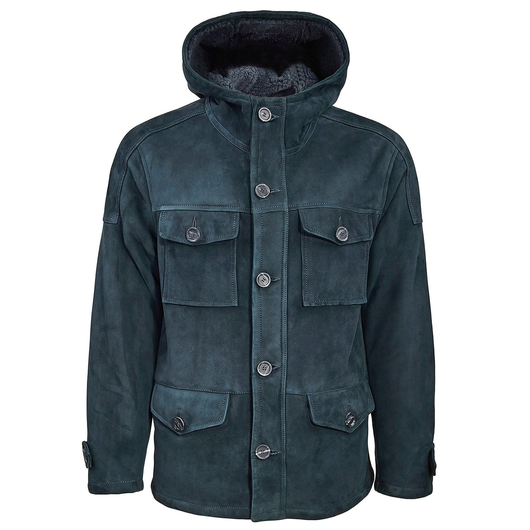 Lacivert Dione Erkek Kürk Kaban