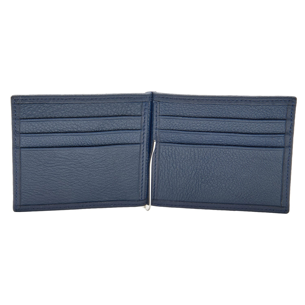Lacivert Erkek Para Klipsli Deri Cüzdan / Kartlık