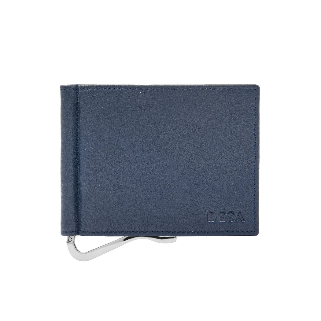 Lacivert Erkek Para Klipsli Deri Cüzdan / Kartlık