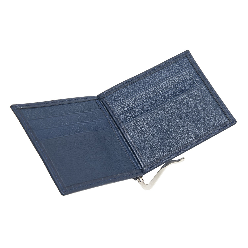 Lacivert Erkek Para Klipsli Deri Cüzdan / Kartlık