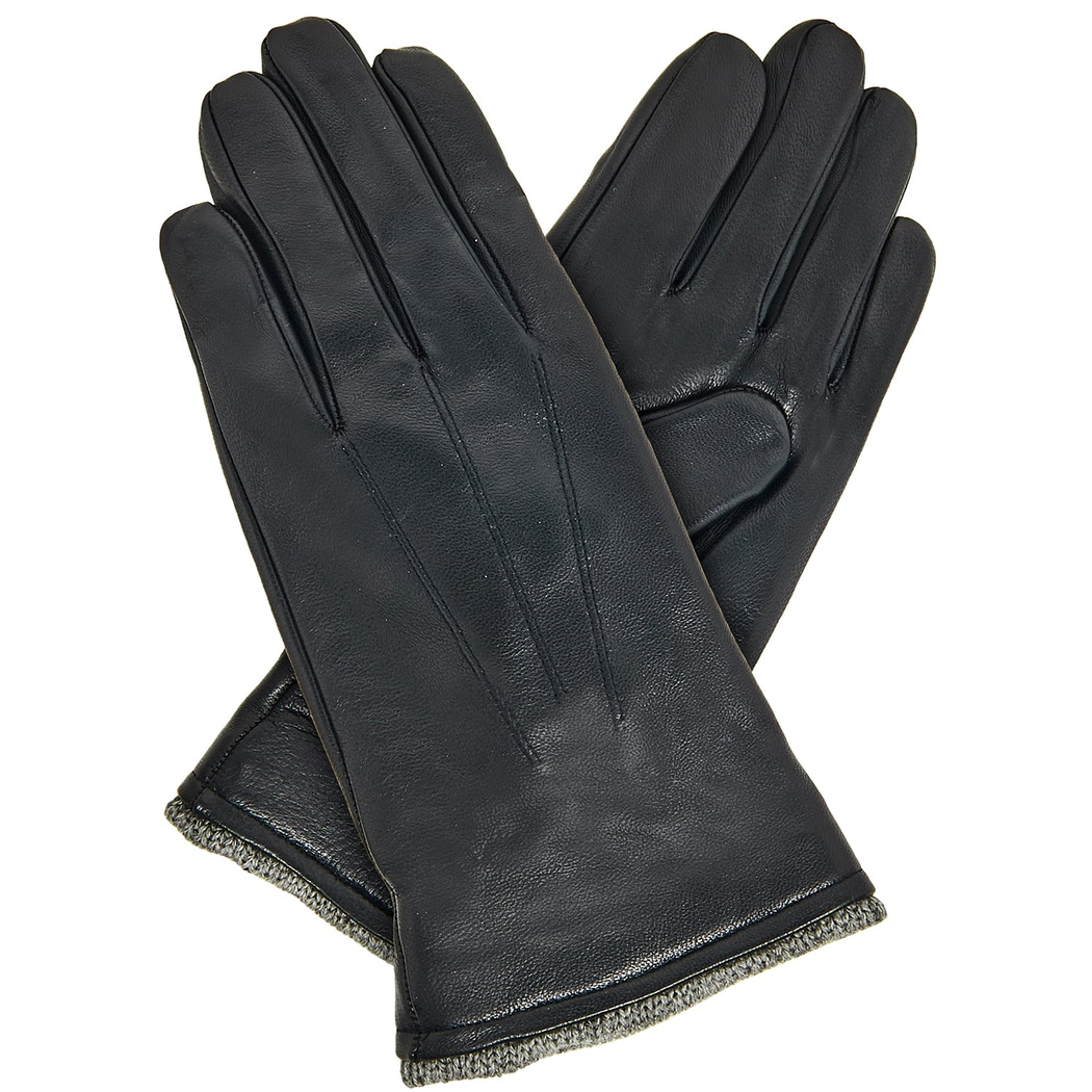 Lacivert Erkek Yünlü Deri Eldiven