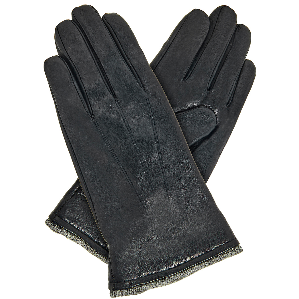 Lacivert Erkek Yünlü Deri Eldiven