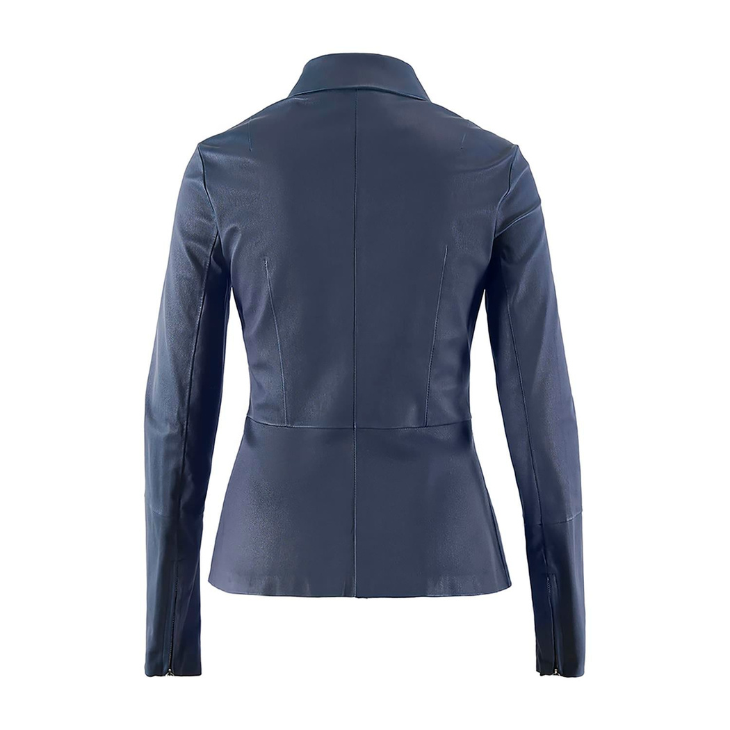 Lacivert Kadın Deri Ceket