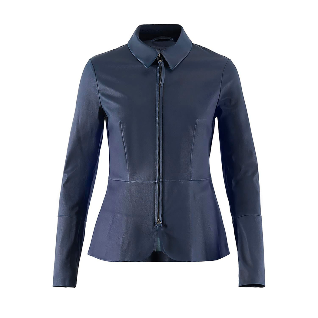 Lacivert Kadın Deri Ceket
