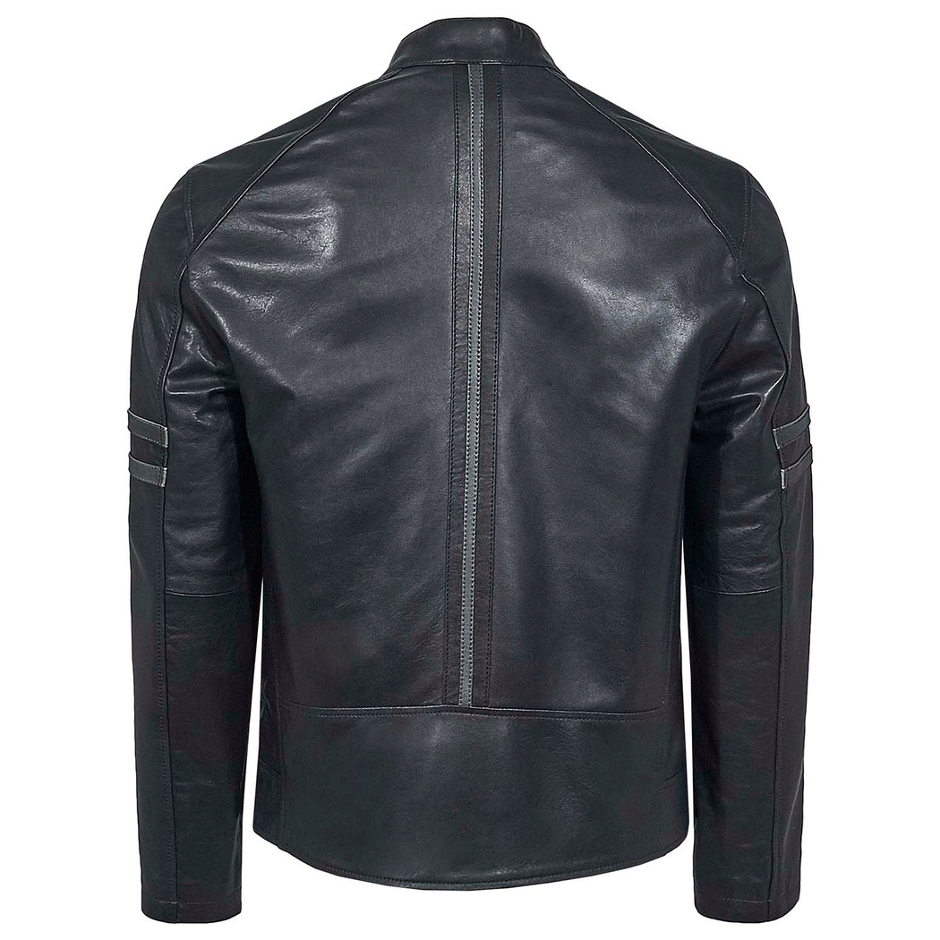 Lacivert Ligne Erkek Deri Mont