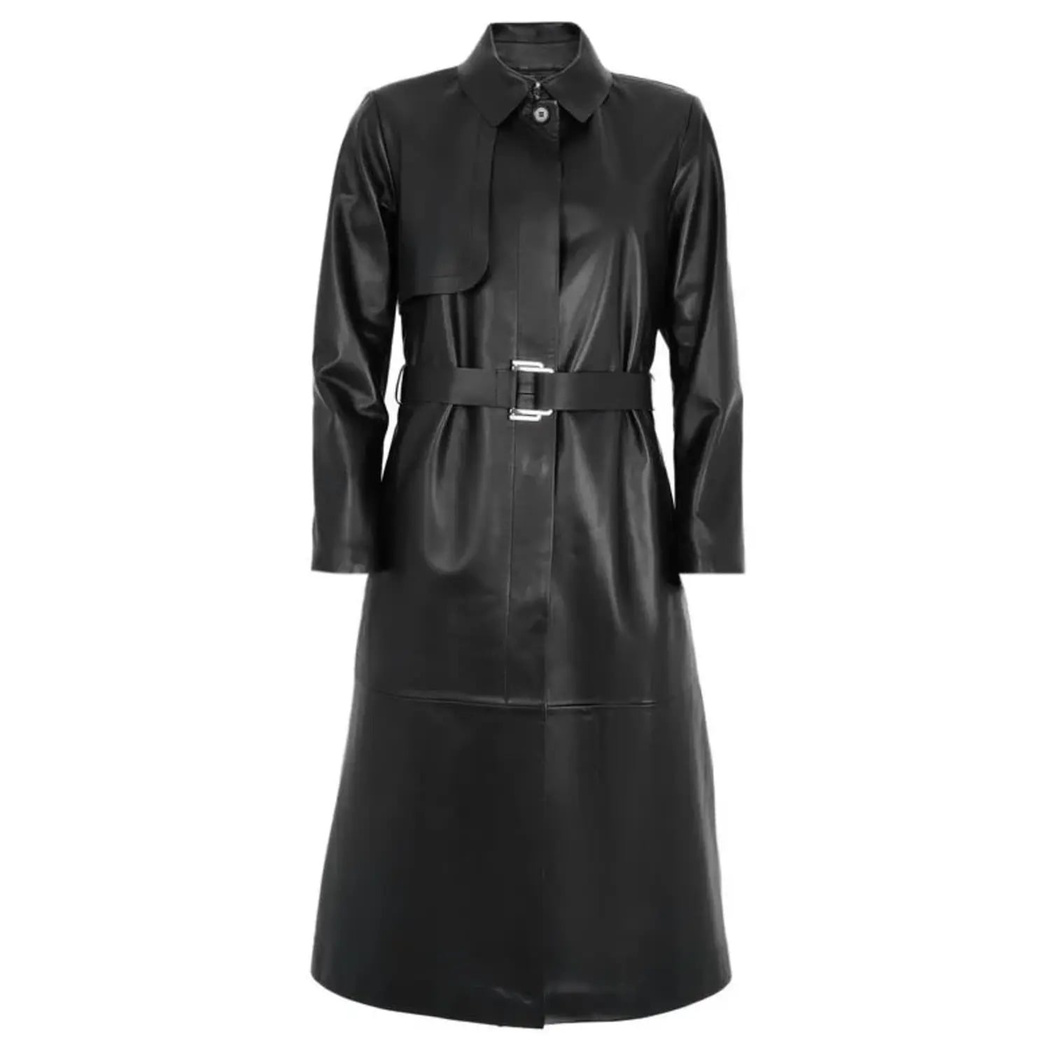 Laira Siyah Kadın Deri Trençkot