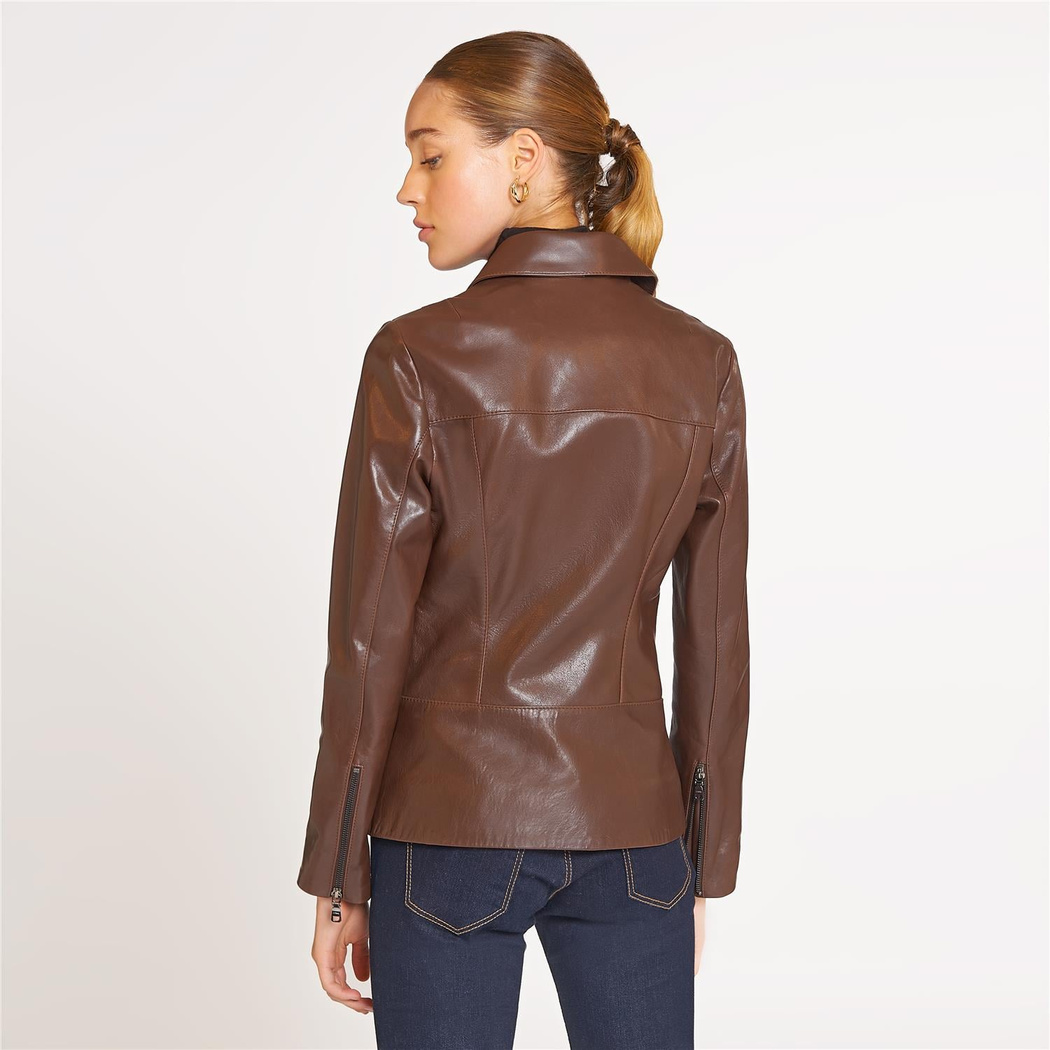 Laura Kadın Gömlek Yakalı Deri Mont