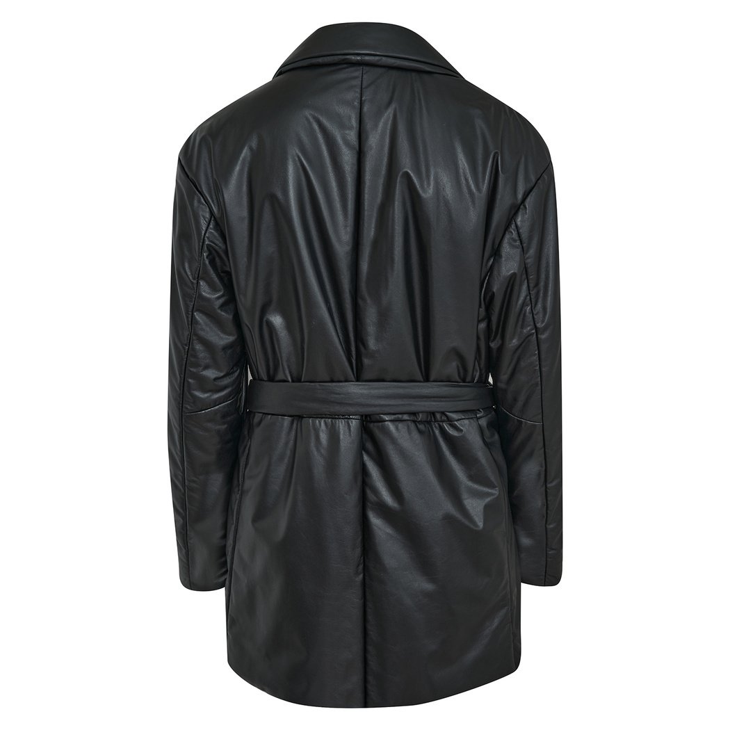 Lena Siyah Kadın Puffer Deri Kaban