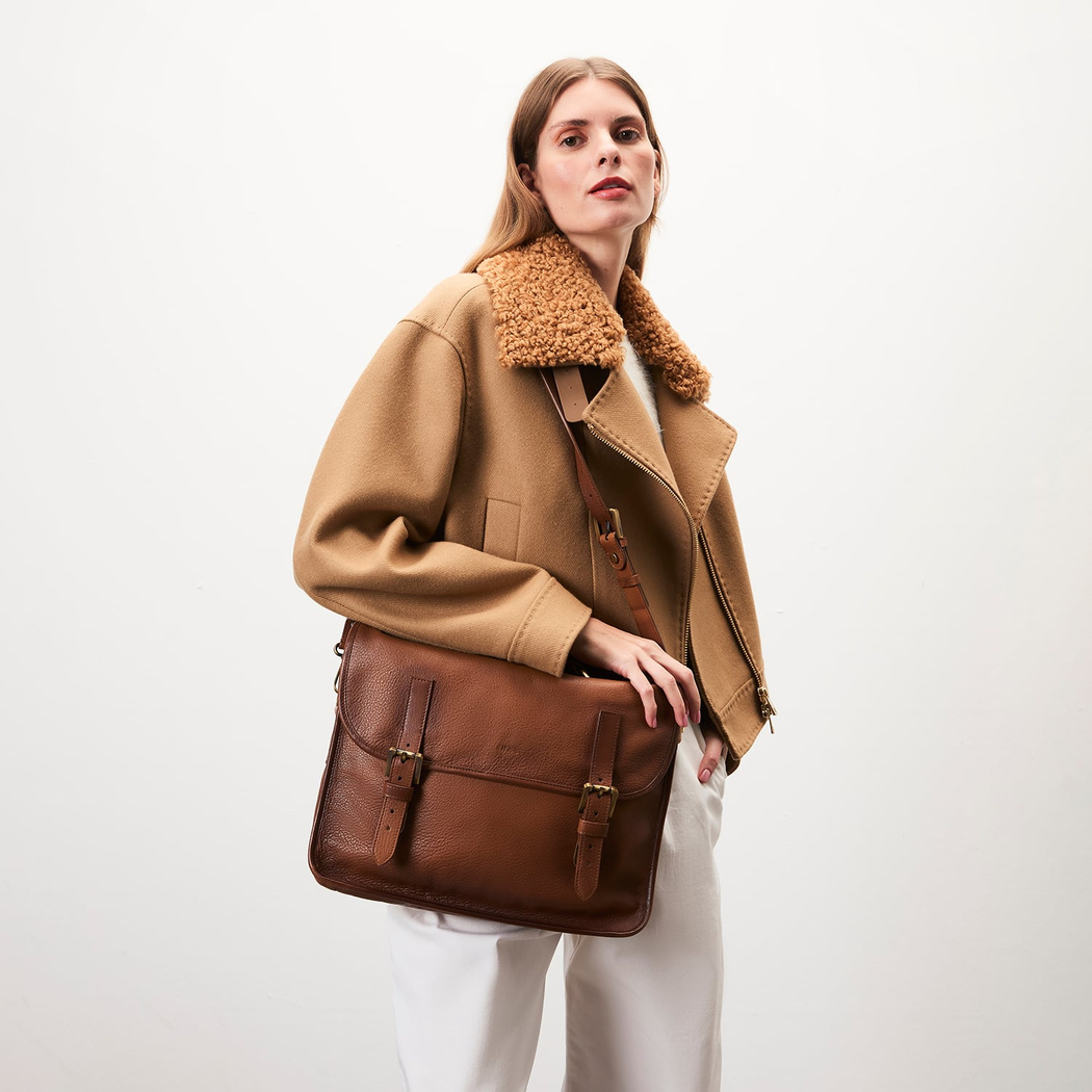 Leonel Kahve Vintage Deri Evrak Çantası