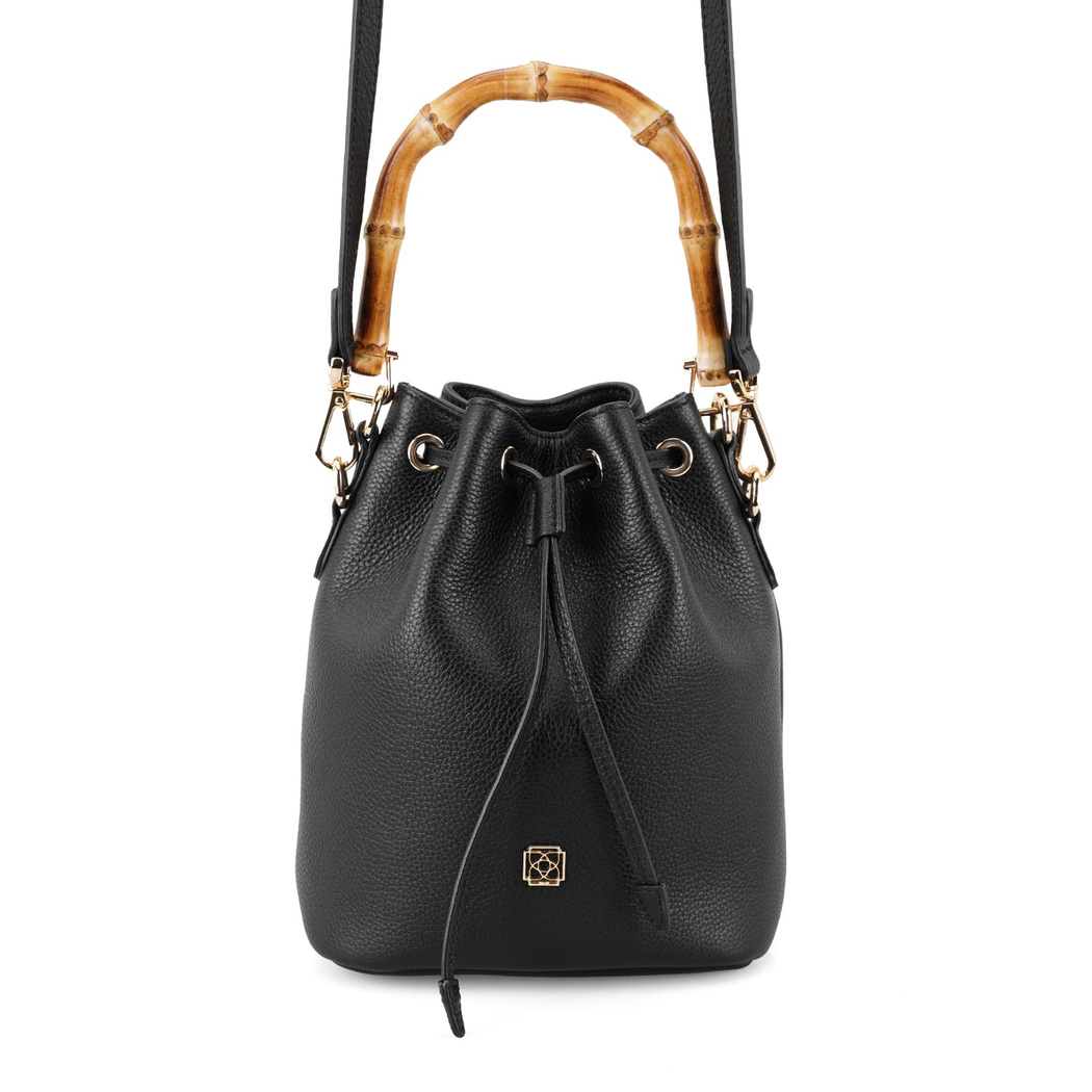 Lexy Siyah Kadın Bambu Askılı Deri Omuz Çantası