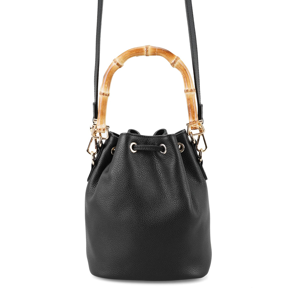 Lexy Siyah Kadın Bambu Askılı Deri Omuz Çantası