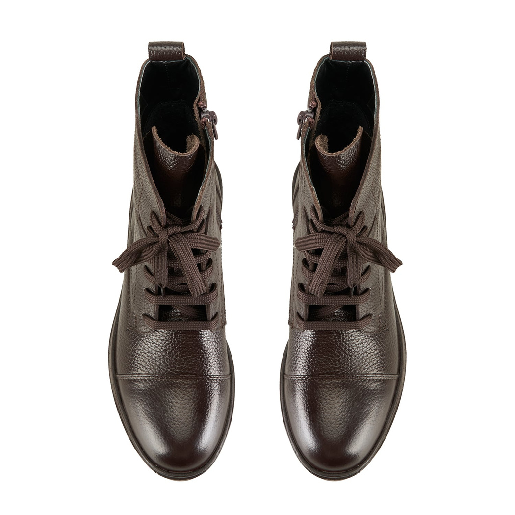 Lias Kahve Kadın Fermuarlı Deri Bot