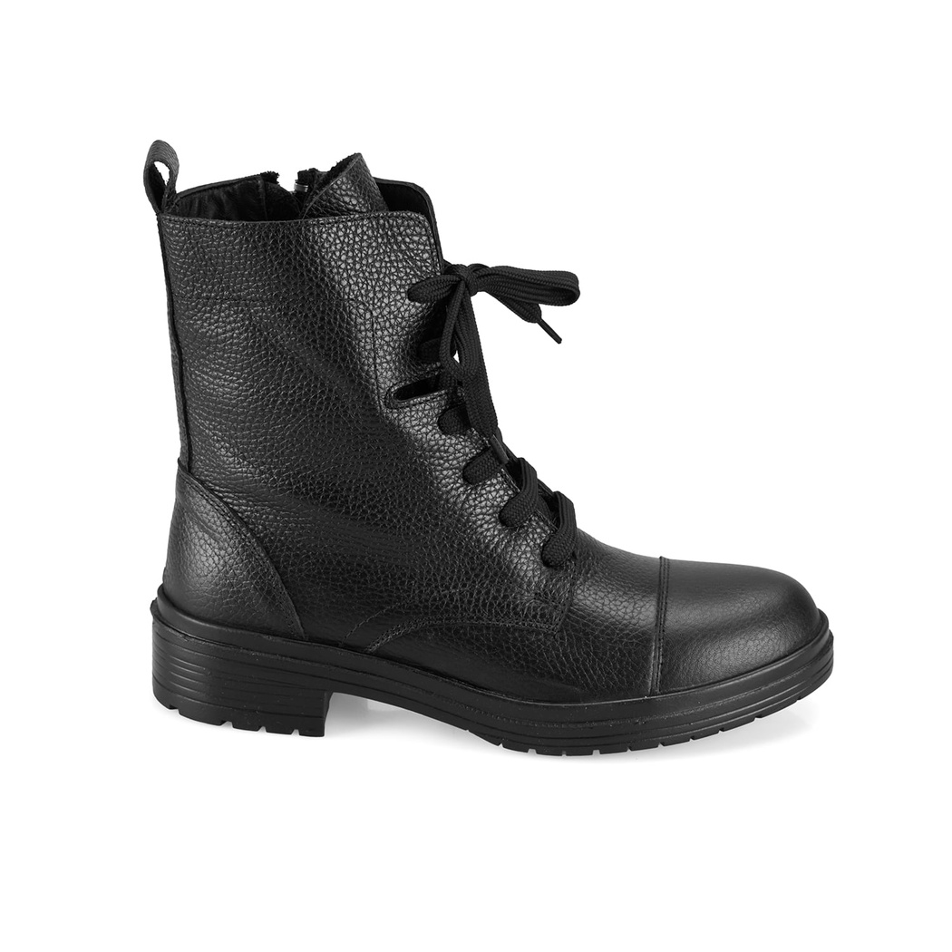 Lias Siyah Kadın Fermuarlı Deri Bot