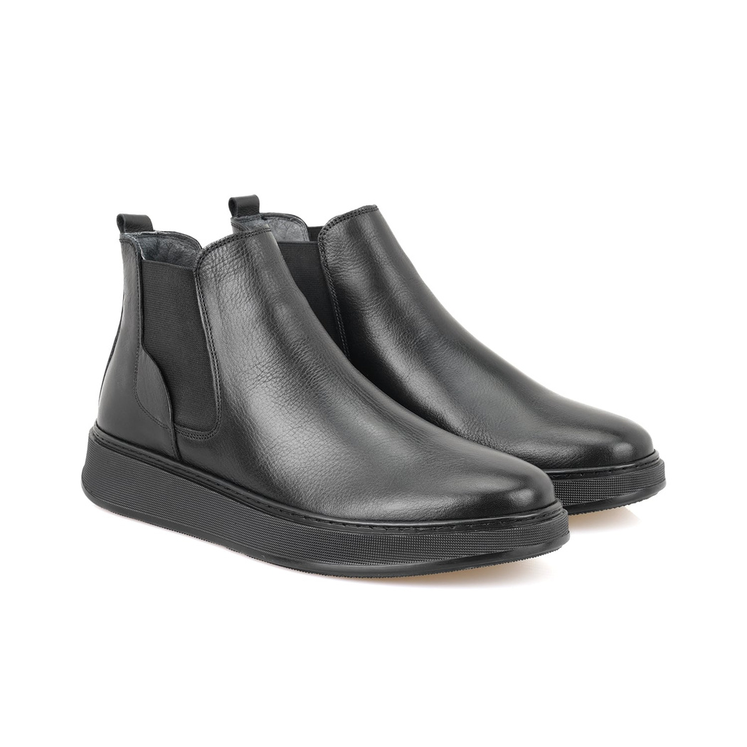 Liene Siyah Erkek Lastikli Deri Bot