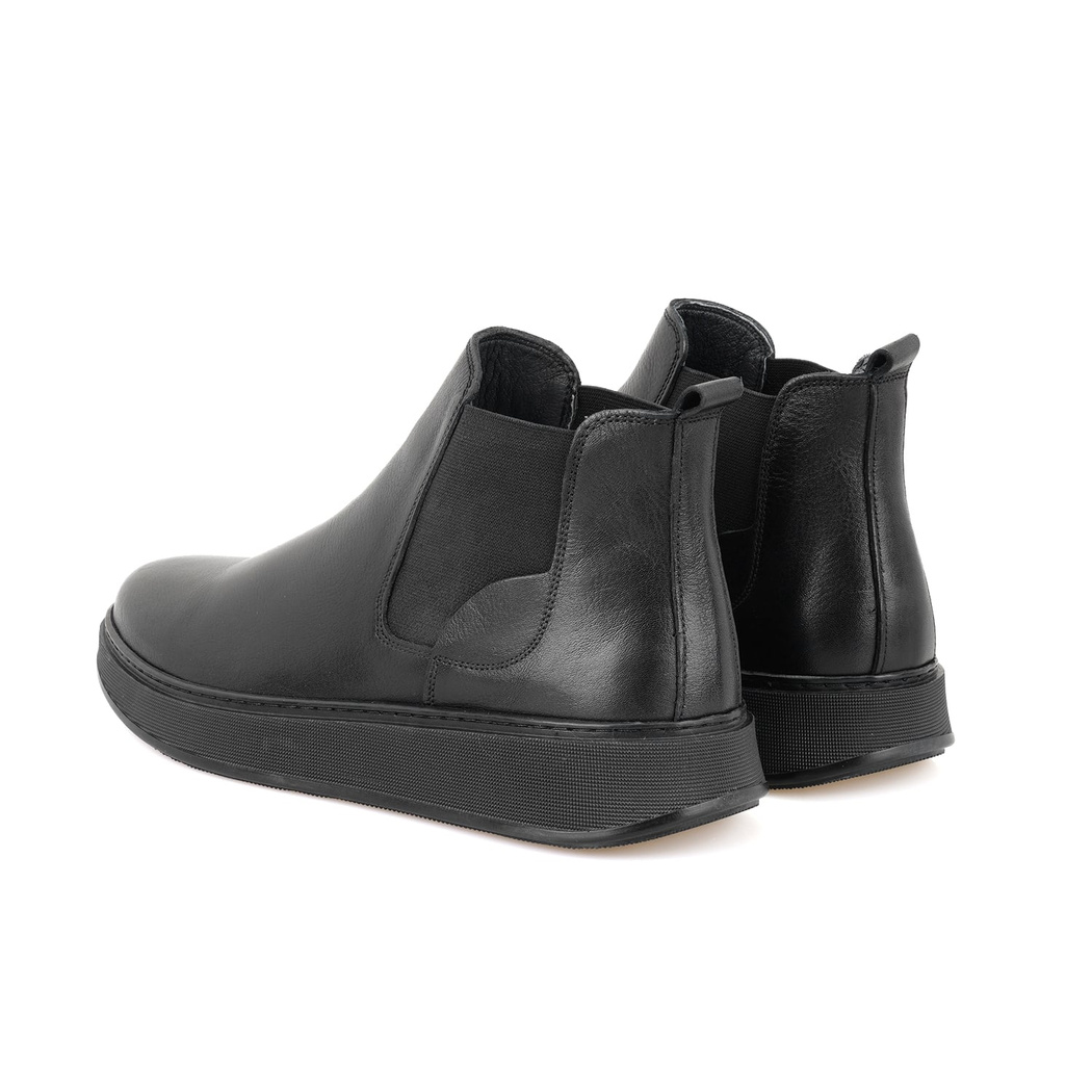 Liene Siyah Erkek Lastikli Deri Bot