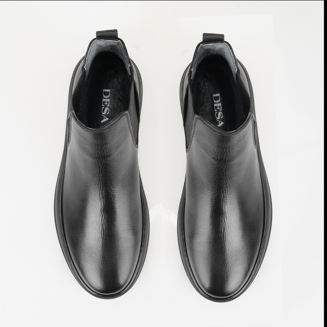 Liene Siyah Erkek Lastikli Deri Bot