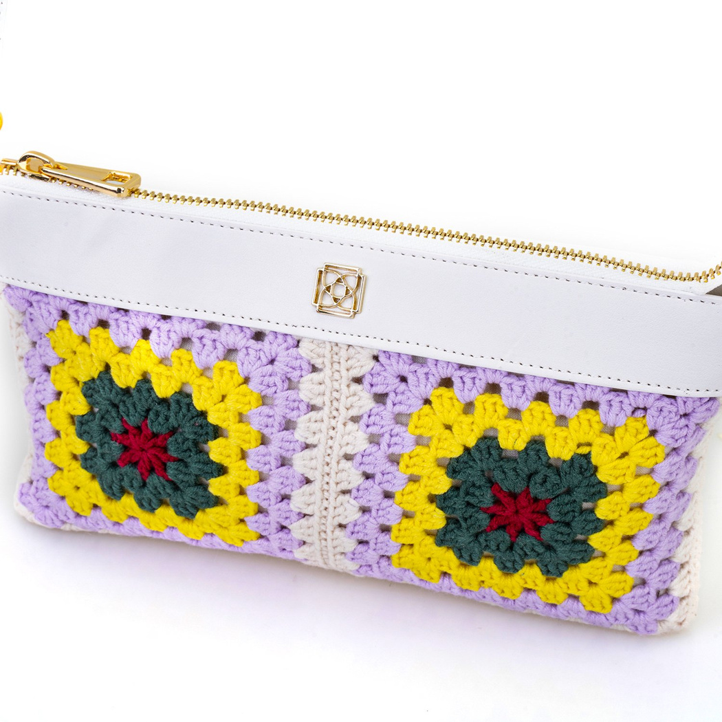 Lila Kadın Örgülü Omuz Çantası