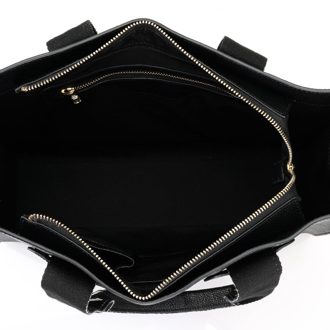 Lilie Siyah Kadın Desa Logo Askılı Deri Alışveriş Çantası