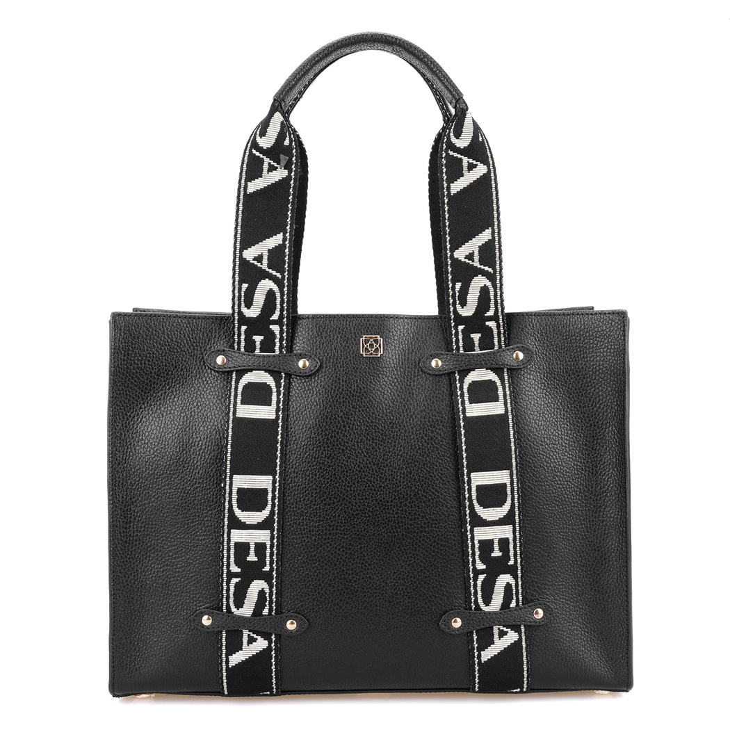 Lilie Siyah Kadın Desa Logo Askılı Deri Alışveriş Çantası