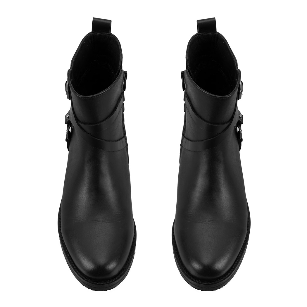 Lillia Siyah Kadın Toka Aksesuarlı Deri Bot