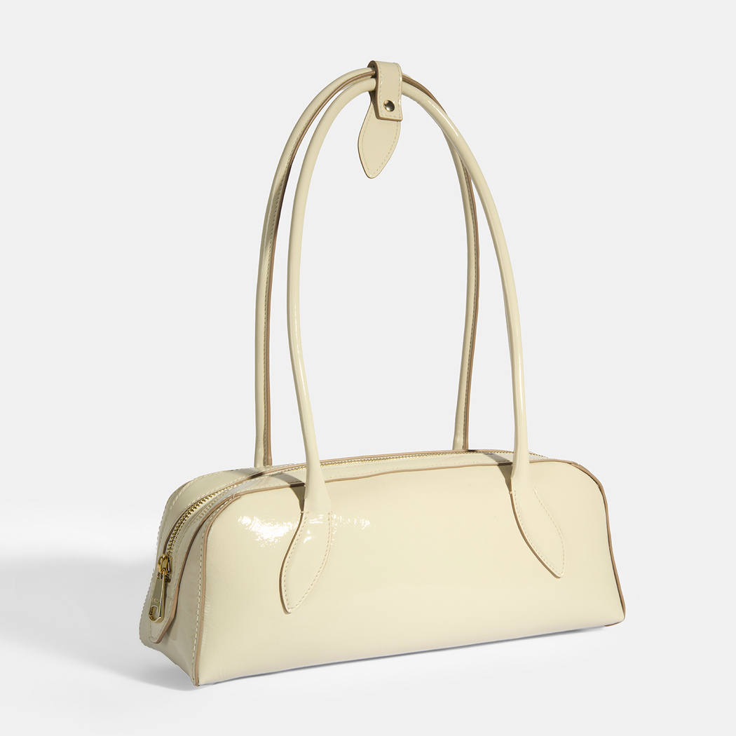 Limited Edition Bej Kadın Yaprak Detaylı Deri Omuz Çantası